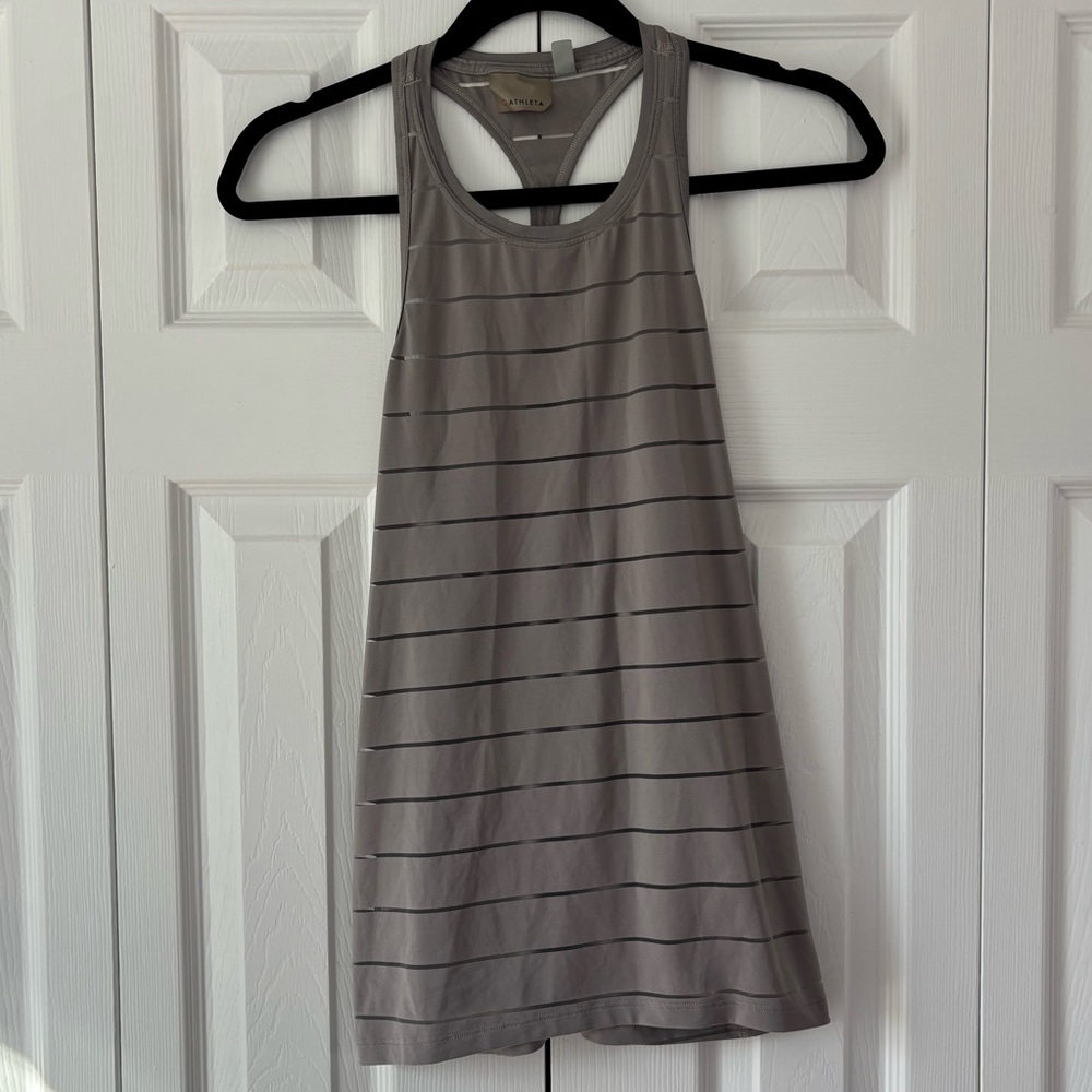 Athleta Gray Striped Racerback Tank